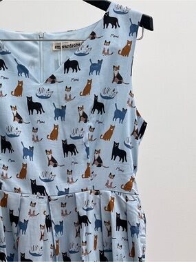 SM Wardrobe cat dress L meow print pockets NWT whimsical quirky playful